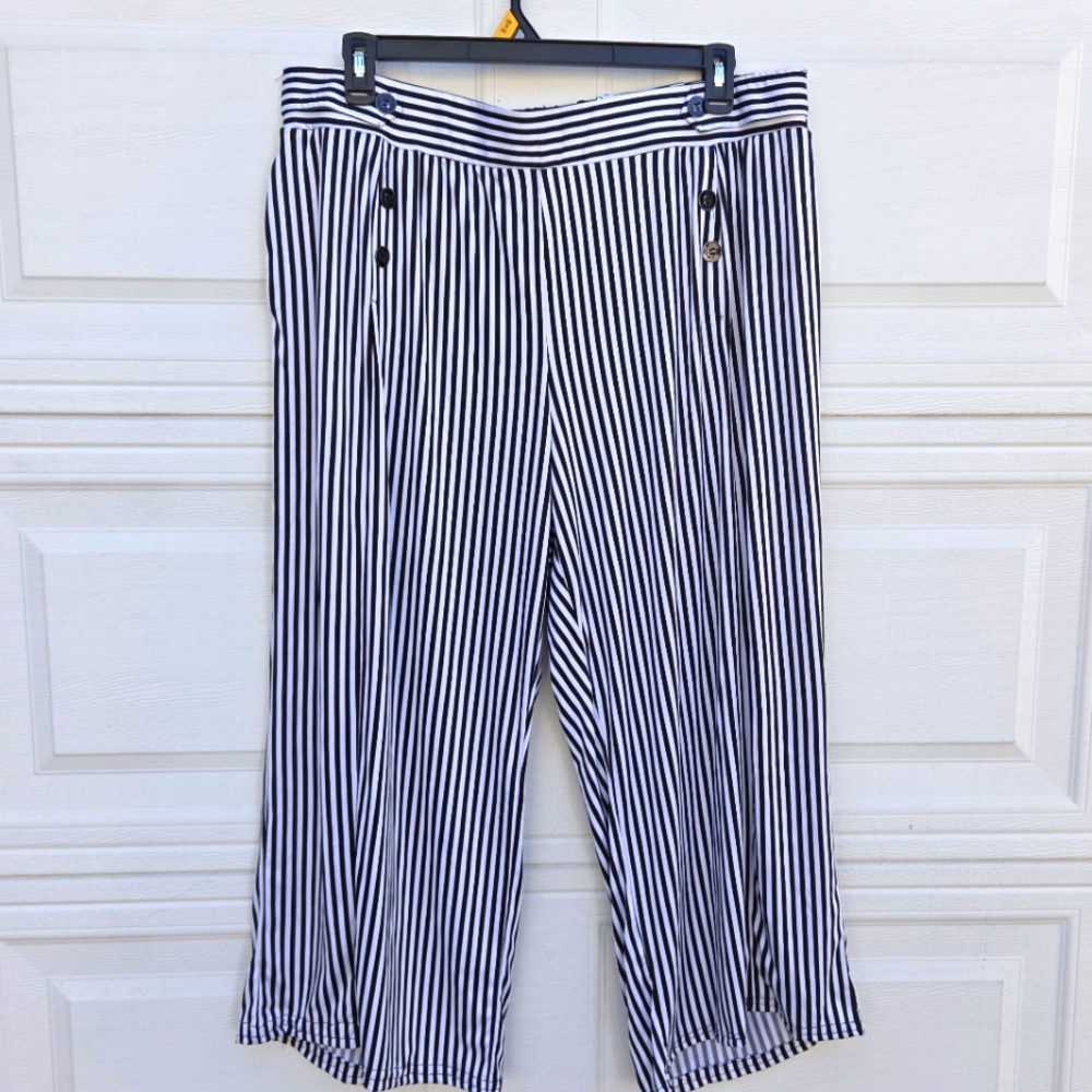Robert Louis Striped Black and White Womens  Pants